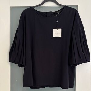 Laundry by Shelli Segal Black Blouse with Puff Sleeves